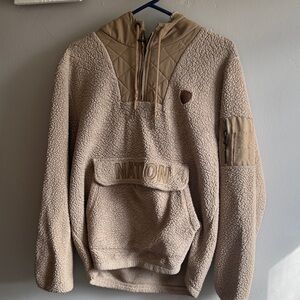 Naton Men's Beige Sherpa Zip-Up Sweater